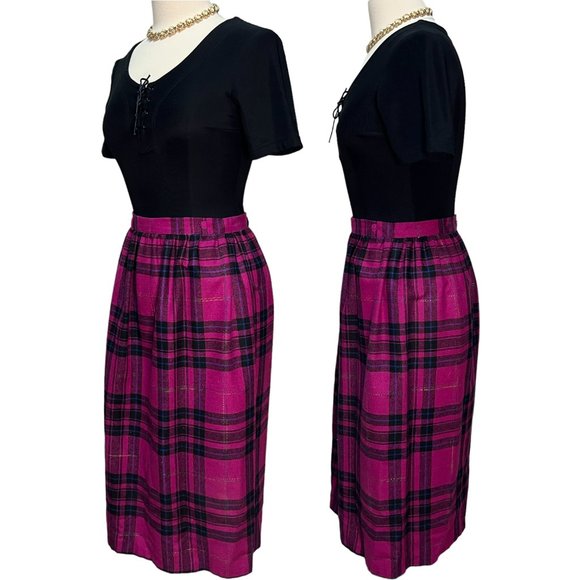 Vintage hot pink and black wool skirt - Picture 3 of 5